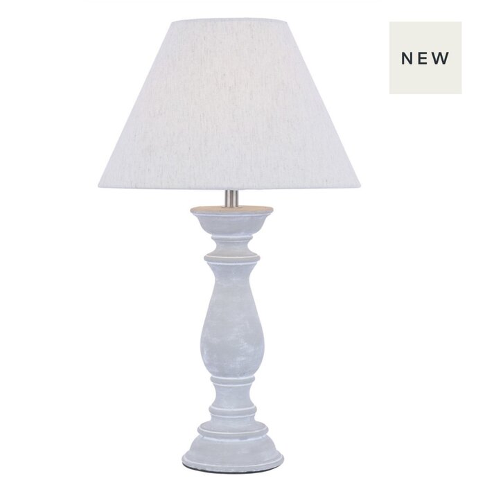 Chedworth - Washed Concrete Classic Column Table Lamp - Laura Ashley