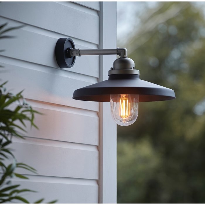 Cliff - Textured Black and Aged Pewter Industrial Wall Light