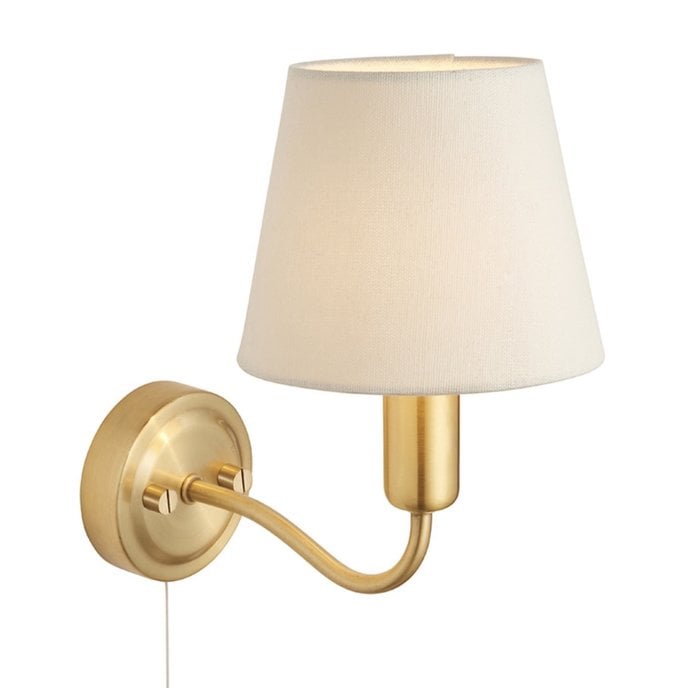 Conway - Brass LED Wall Light with Ivory Shade - Bathroom Rated - Switched