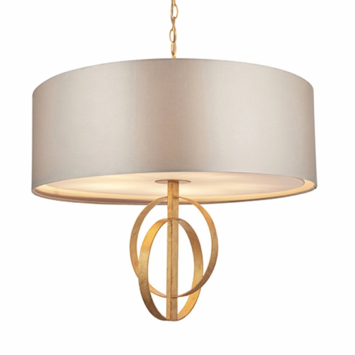 Crescent - Large Luxury Modern Drum Ceiling Light - Mink & Gold Leaf