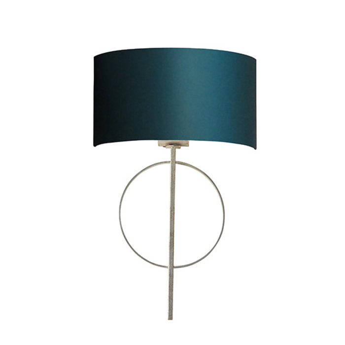 Crescent -  Luxury Modern Circle Wall Light with Teal Shade - Silver Leaf