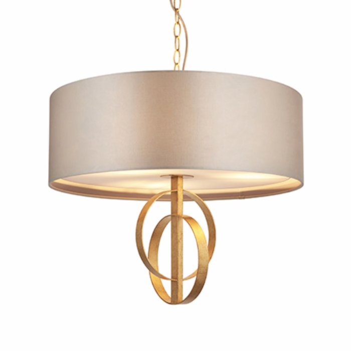 Crescent - Luxury Modern Drum Pendant - Gold Leaf & Mink