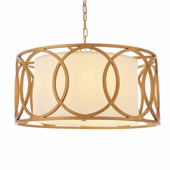 Dale - Luxury Drum Feature Pendant - Gold & White