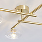 Danby - Brushed Gold Semi Flush Ceiling Light with Ribbed Glass Shades
