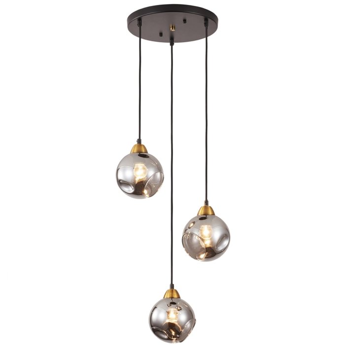 Deliah - 3 Light Smoked Glass Cluster Pendant Light