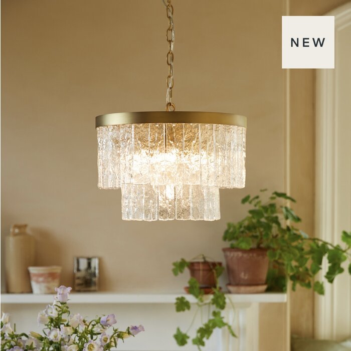 Durnsford - Glass & Brass 4 Light Pendant Chandelier - Laura Ashley