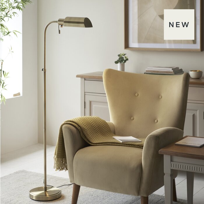 Elowen - Height Adjustable Reader Floor Lamp - Antique Brass