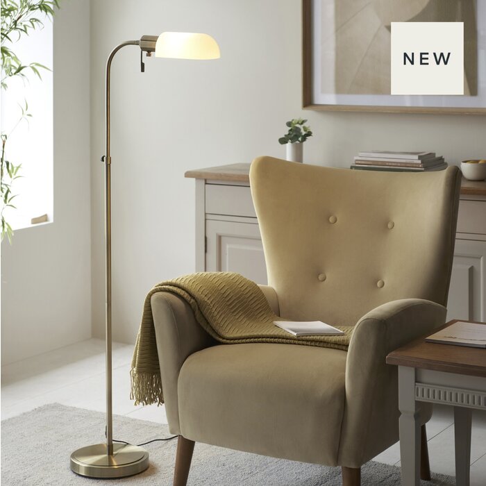 Elowen - Height Adjustable Reader Floor Lamp - Antique Brass