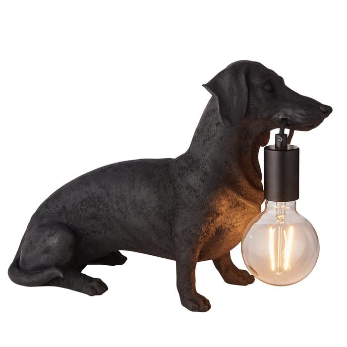 Ernie - Matt Black Dachshund Table Lamp