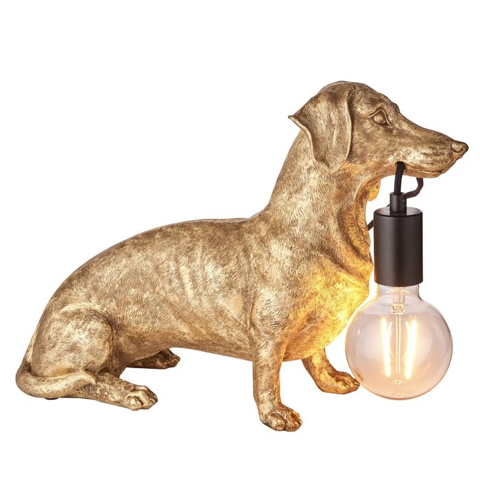 Ernie - Vintage Gold  Dachshund Table Lamp