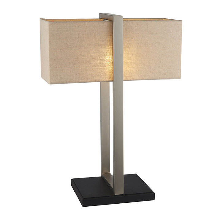 Eskdale - Rectangle Satin Nickel Table Lamp with Natural Shade