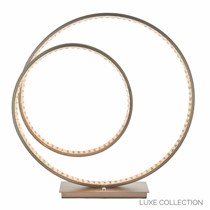 Etta - Modern LED Crystal Rings - Touch Table  Lamp - Matt Nickel