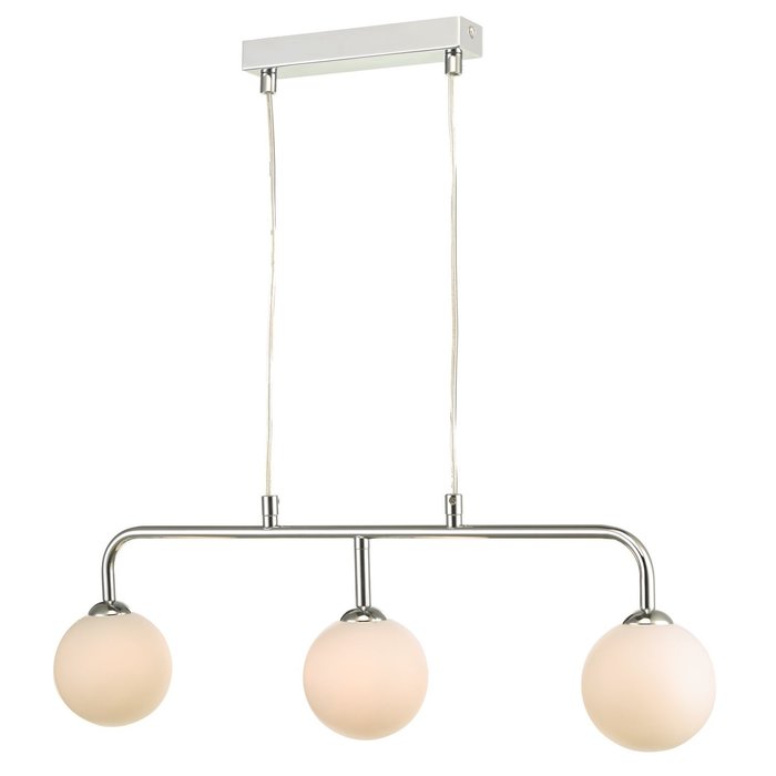 Faye - Mid Century 3 Light Chrome & Opal Bar Pendant