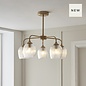 Ferna - Ribbed Glass 5 Light Semi Flush Ceiling Light - Aged Brass