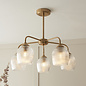 Ferna - Ribbed Glass 5 Light Semi Flush Ceiling Light - Aged Brass