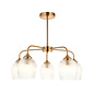Ferna - Ribbed Glass 5 Light Semi Flush Ceiling Light - Aged Brass