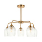Ferna - Ribbed Glass 5 Light Semi Flush Ceiling Light - Aged Brass