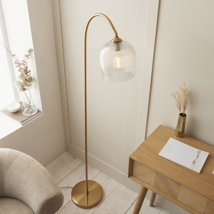 Ferna - Ribbed Glass Brass Floor Lamp
