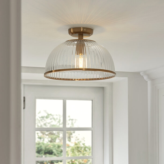 Ferna - Ribbed Glass Downlighter Hallway Ceiling Light
