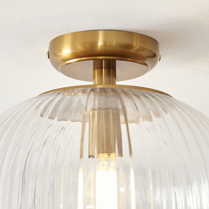 Ferna - Ribbed Glass Downlighter Hallway Ceiling Light