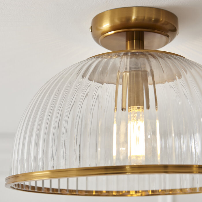 Ferna - Ribbed Glass Downlighter Hallway Ceiling Light