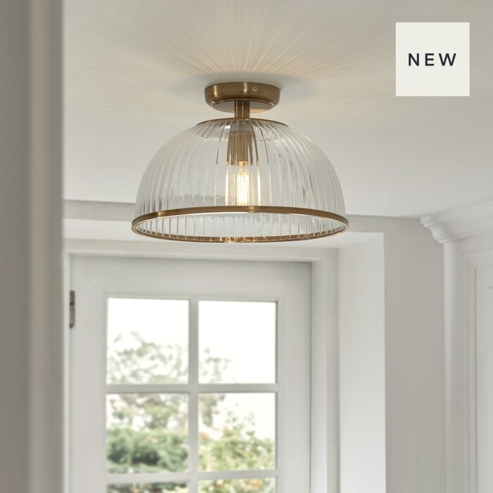 Ferna - Ribbed Glass Downlighter Hallway Ceiling Light