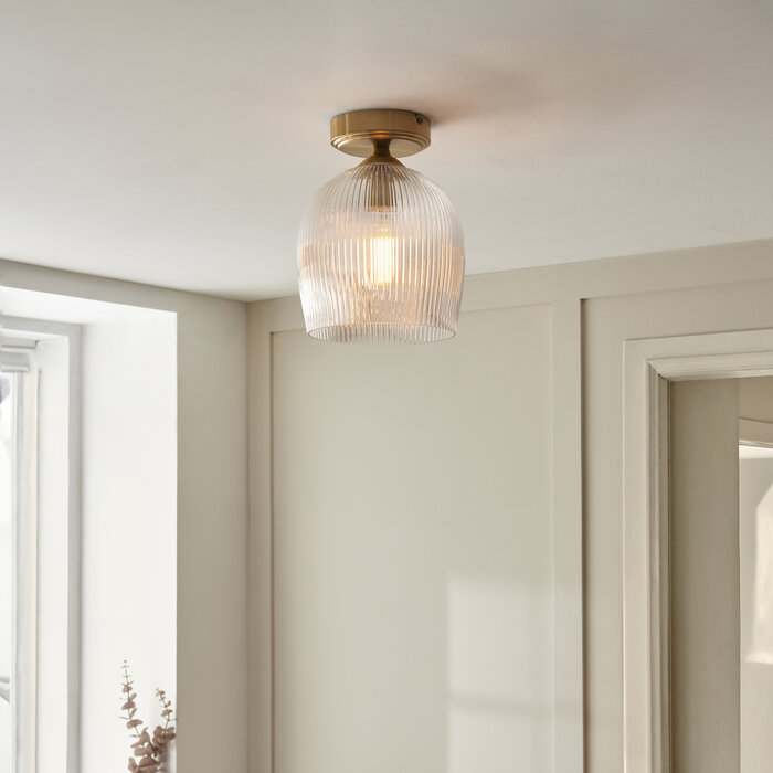 Ferna - Ribbed Glass Hallway Ceiling Light