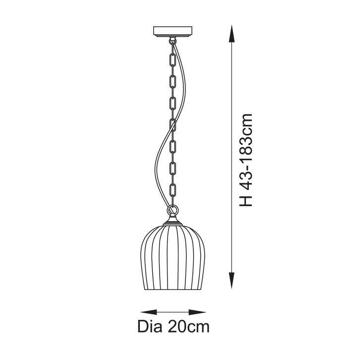 Ferna - Ribbed Glass Pendant Light - Aged Brass