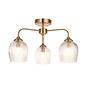 Ferna - Ribbed Glass Semi Flush Ceiling Light - Aged Brass