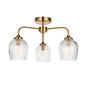 Ferna - Ribbed Glass Semi Flush Ceiling Light - Aged Brass