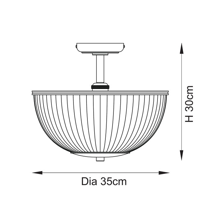 Ferna - Ribbed Glass Uplighter Hallway Ceiling Light