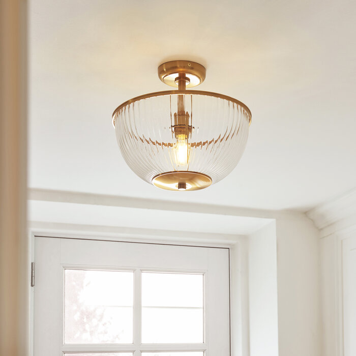 Ferna - Ribbed Glass Uplighter Hallway Ceiling Light