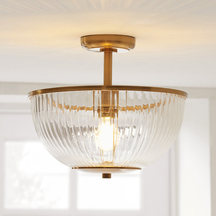 Ferna - Ribbed Glass Uplighter Hallway Ceiling Light