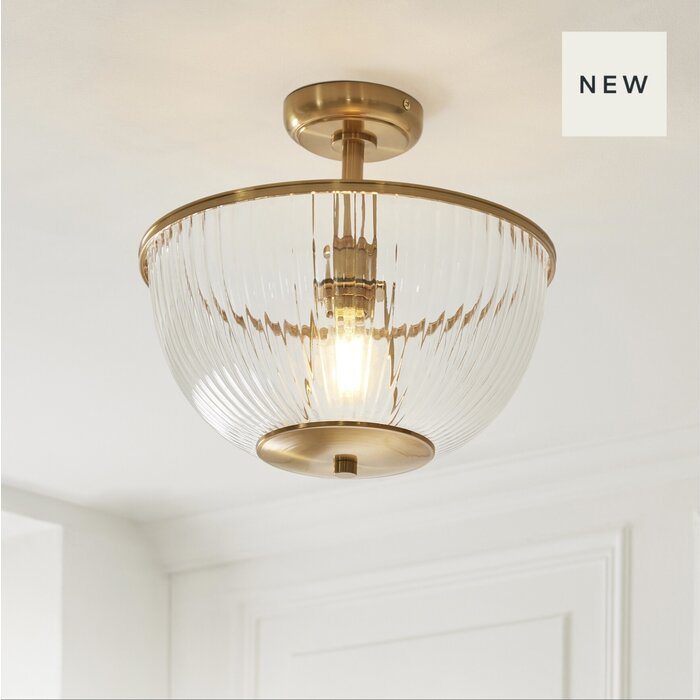 Ferna - Ribbed Glass Uplighter Hallway Ceiling Light