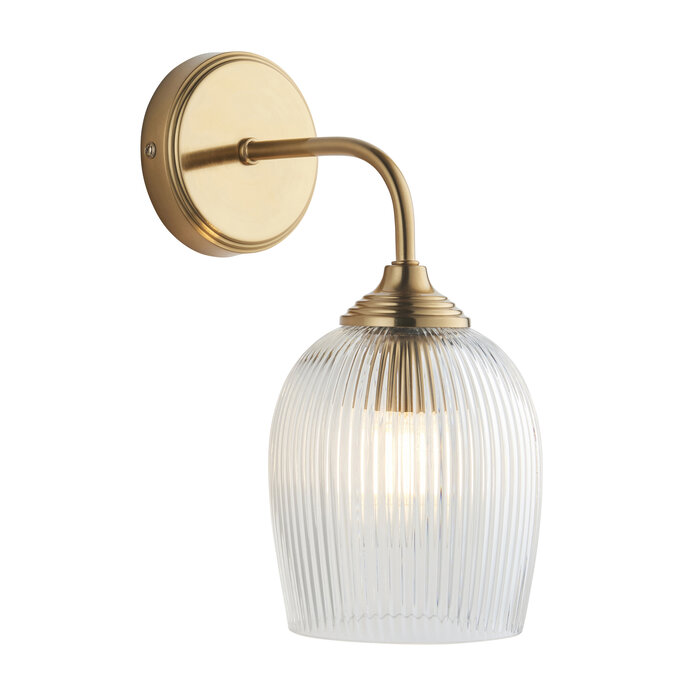Ferna - Ribbed Glass Wall Light - Aged Brass