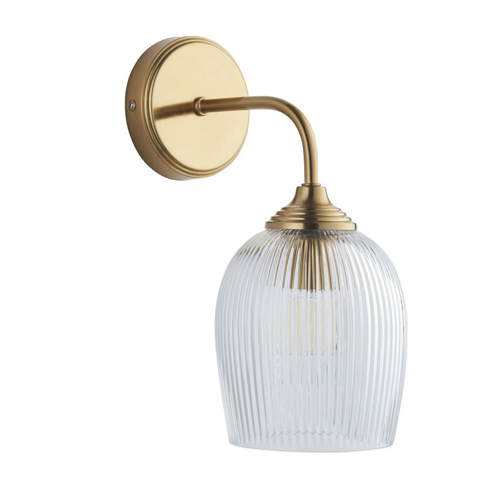 Ferna - Ribbed Glass Wall Light - Aged Brass