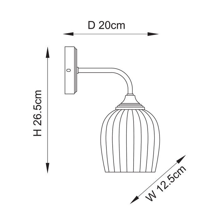 Ferna - Ribbed Glass Wall Light - Aged Brass