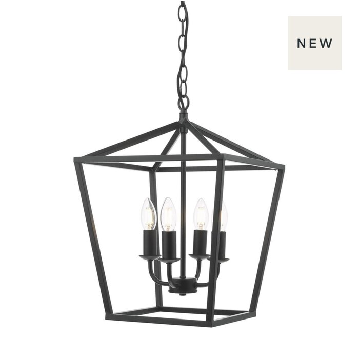 Fiona - 4 Light Black Lantern Feature Pendant
