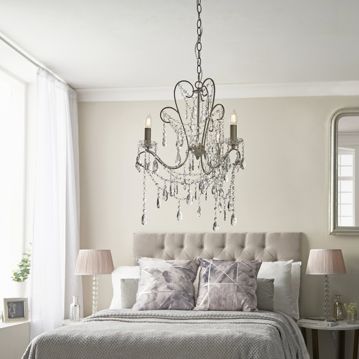Flinton - 3 Light Aged Silver & Crystal Chandelier