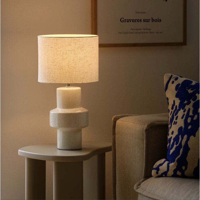 Forma - Ceramic Scandi Table Lamp - Natural Linen Shade
