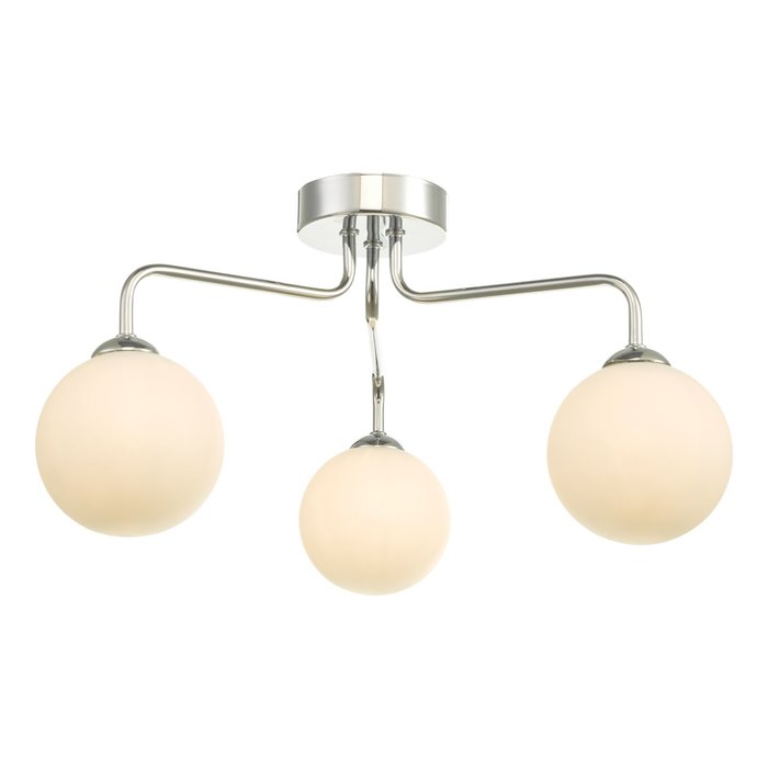 Freya - 3 Light Opal Glass Ceiling Light - Polished Chrome
