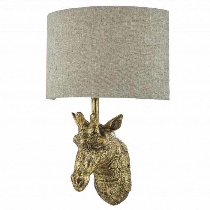 Giraffe Wall Light - Gold with Natural Linen