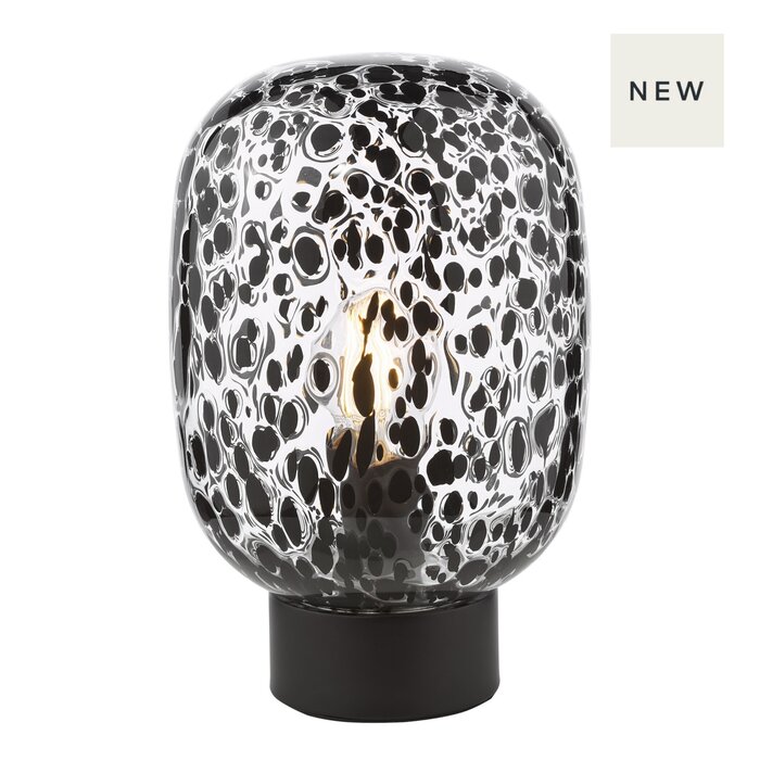 Griffin - Black Table Lamp with Black Confetti Glass Shade
