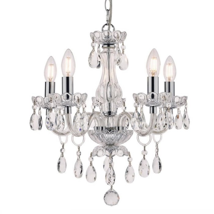 Harriet – Crystal & Polished Chrome Chandelier with 5 Lights – Laura Ashley