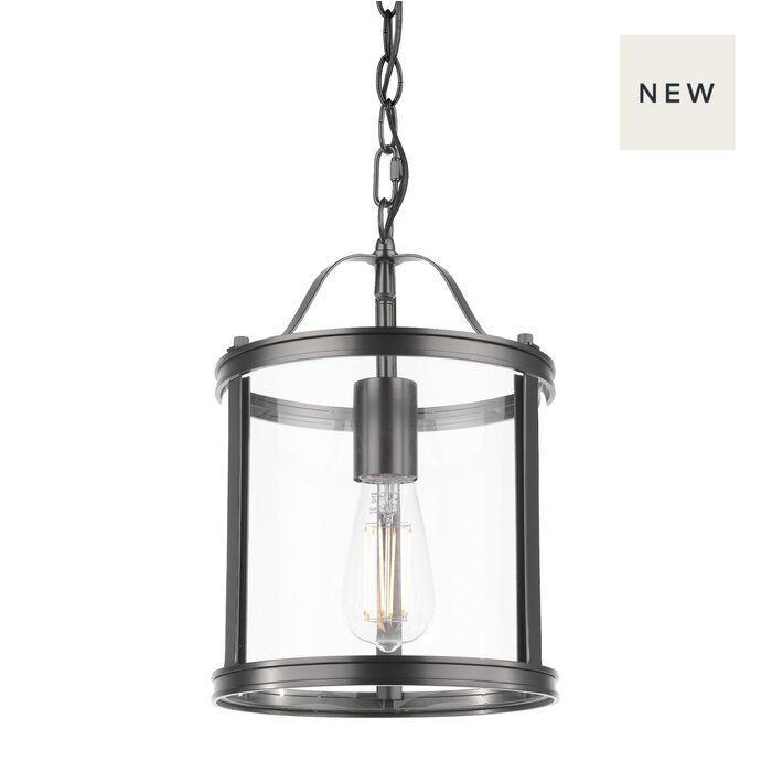 Harrington - Black and Glass Single Lantern Pendant - Laura Ashley