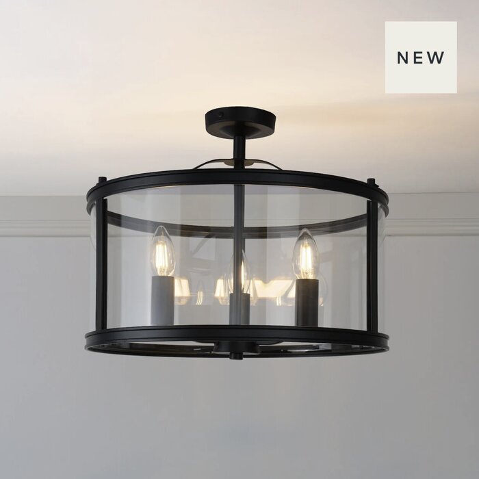 Harrington - Semi Flush Black Lantern Ceiling Light - Laura Ashley