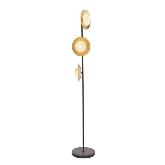 Harwood - Scandi Disc Floor Lamp - Gold & Bronze