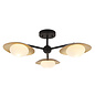 Harwood - Scandi Dish Semi-Flush Light with Opal Globes - Dark Bronze & Gold