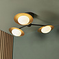 Harwood - Scandi Dish Semi-Flush Light with Opal Globes - Dark Bronze & Gold