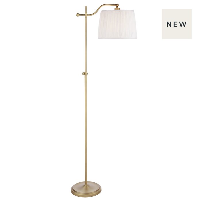 Hemsley - Antique Brass Floor Lamp with Ivory Silk Shade - Laura Ashley